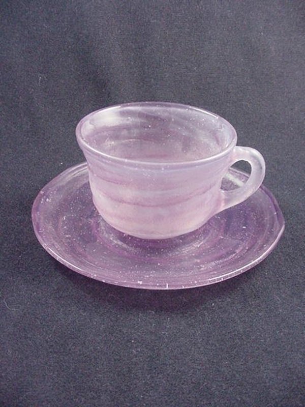 Amethyst Depression Era Glass Cups Set of 8