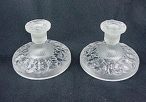 Consolidated Glass Iris Candlesticks - French Crystal