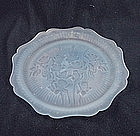 Iris & Herringbone Luncheon Plate - Blue Satin