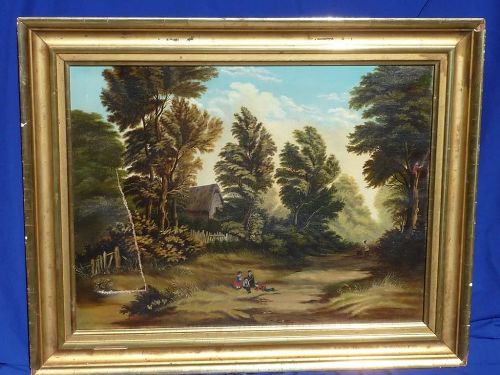 Decorative Hudson River style painting in 19th Century gilt frame