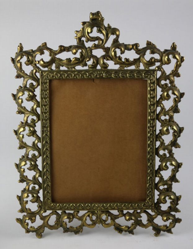 Rococo Brass Picture Frames, Pair