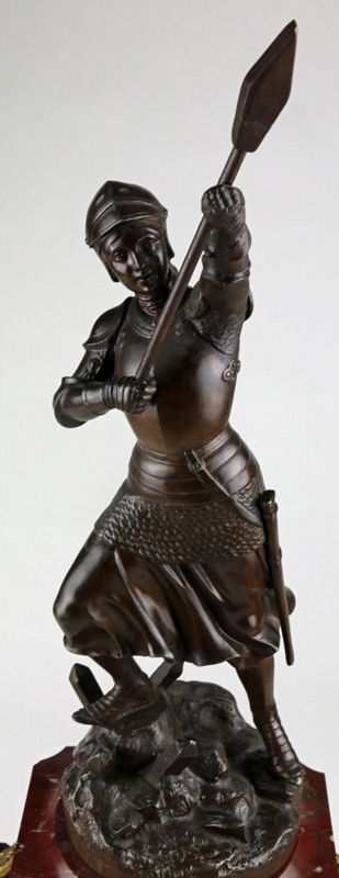 Mantle Clock with Joan of Arc Bronze
