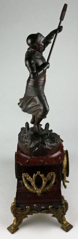 Mantle Clock with Joan of Arc Bronze