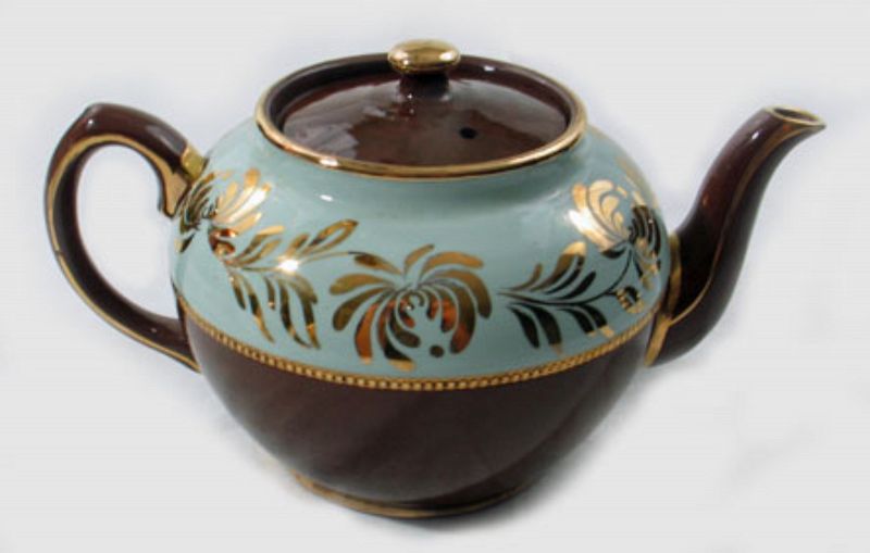 Chocolate and Mint Luster Teapot