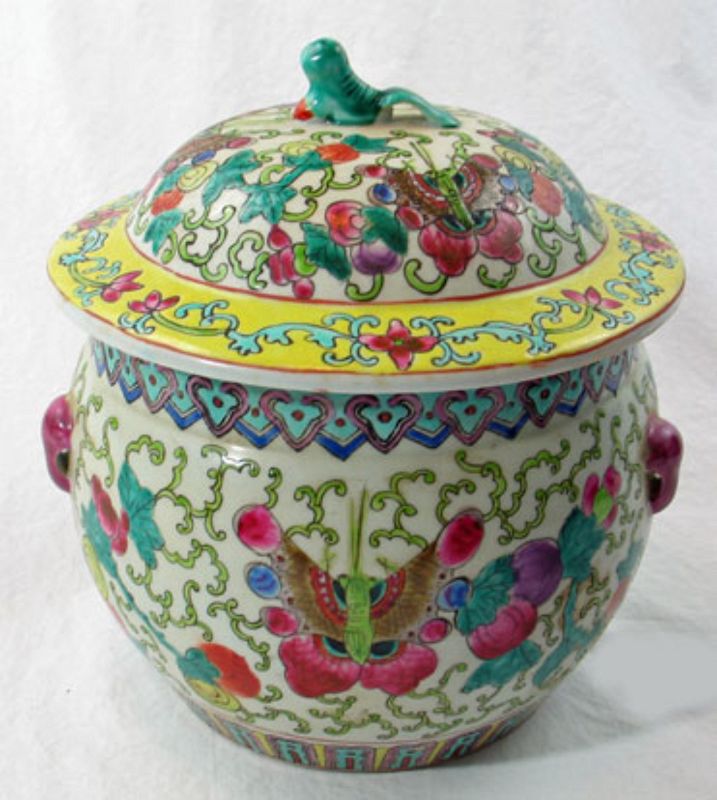 Famille Verte Porcelain Rice Pot with Lid