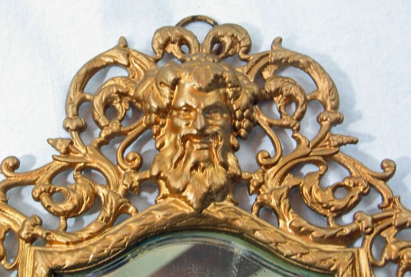 Gilt Brass Mirror with Ornate Frame