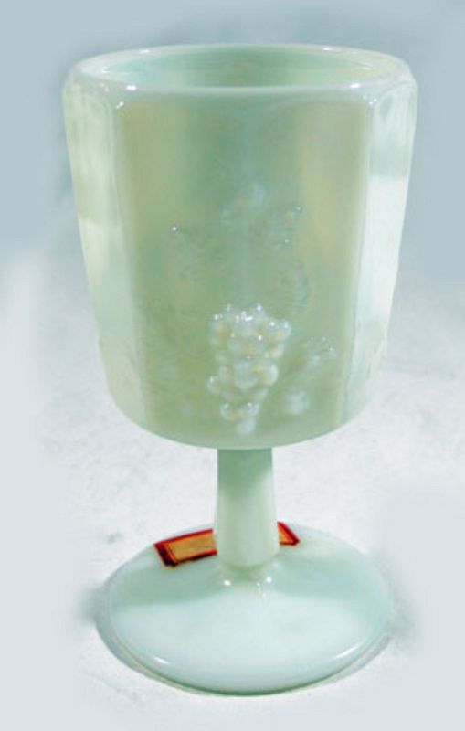 EAPG Westmoreland Heavy Paneled Grape Milk Glass Goblet