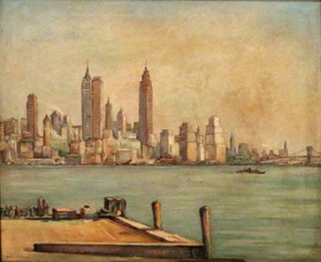 New York Harbor, Oil on Canvas