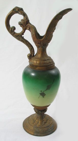 Porcelain Ewer with Metal Spout and Base