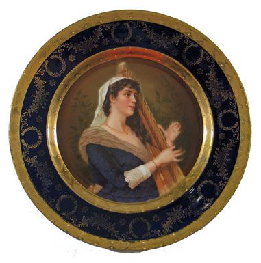 Portrait Plate of Woman with Harp
