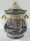 Purple Transferware Staffordshire Jar with Lid