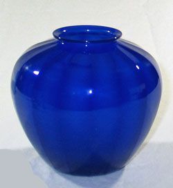 Steuben Optic Rib Vase, Dark Blue Jade