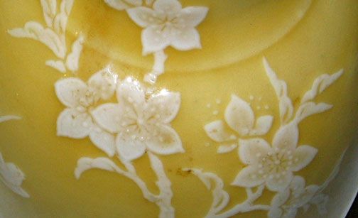 Yellow Glazed Pate Sur Pate Vase