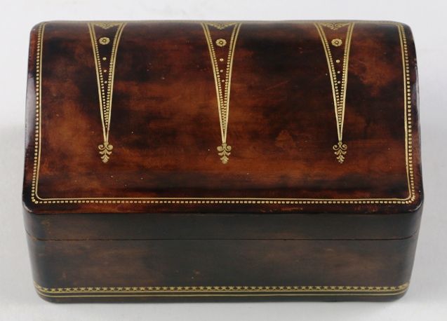 Italian Leather Box with Shaped Lid