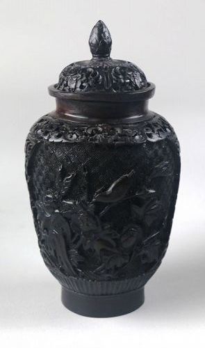 Chinese Lacquer Covered Urn