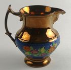 Copper Luster Pitcher with Floral Decoration