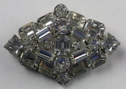 Weiss Clear Rhinestone Brooch