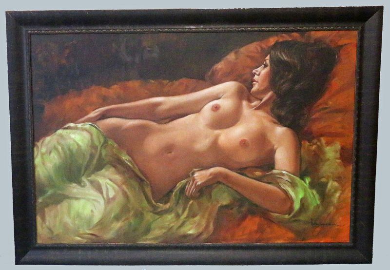 Untitled Female Nude Oil on Canvas by Leo Jansen