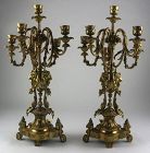 Antique Rococo Gilt Bronze Candelabra Pair - 6 Light - 19th C.