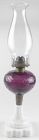 Antique Glass Oil Lamp - Plume & Atwood - Amethyst Embossed Font