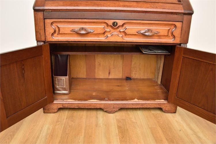 Antique American Walnut Secretary Book Case - Slant Front Desk, Mid 19