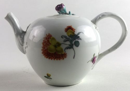 Antique Meissen Porcelain Bullet Form Teapot, c. 1770