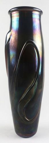 1980 Art Glass Iridescent Snake Vase by Esteban Prieto