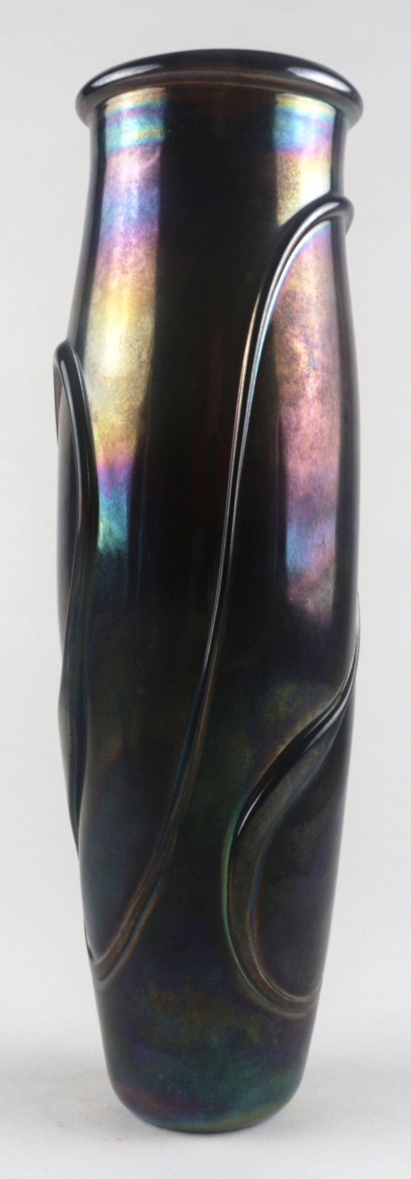 1980 Art Glass Iridescent Snake Vase by Esteban Prieto