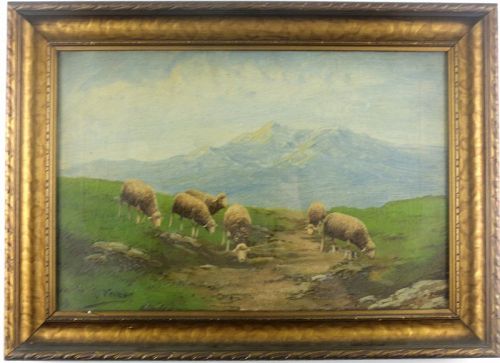 Late 19th Century Pastoral Landscape Oil Painting Signed M. Verne, Fra