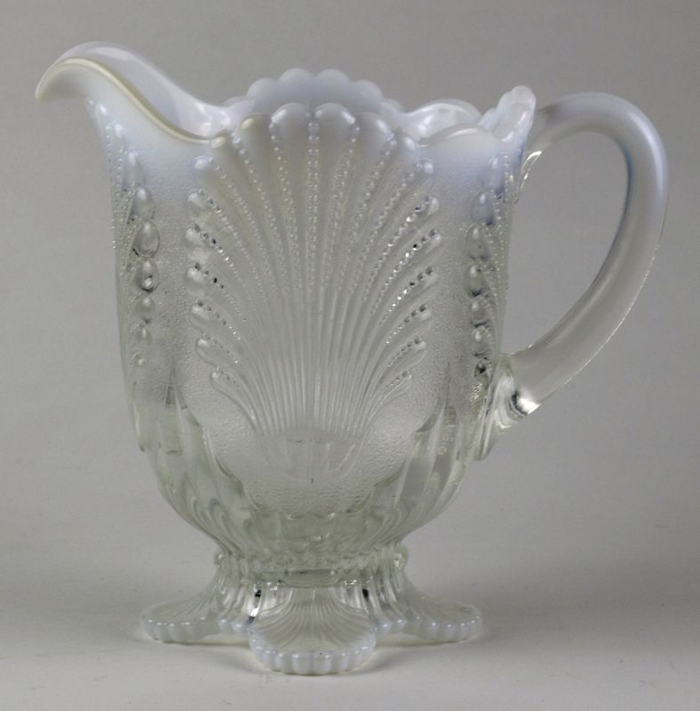Vintage Mosser Glass Opalescent Glass Pitcher in Beaded Shell Pattern