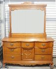 Lexington Victorian Sampler Oak Dresser With Mirror