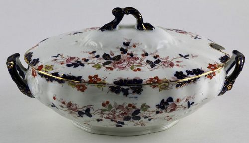 Antique Semi-Porcelain Tureen in the Millais Pattern by S Hancock & So
