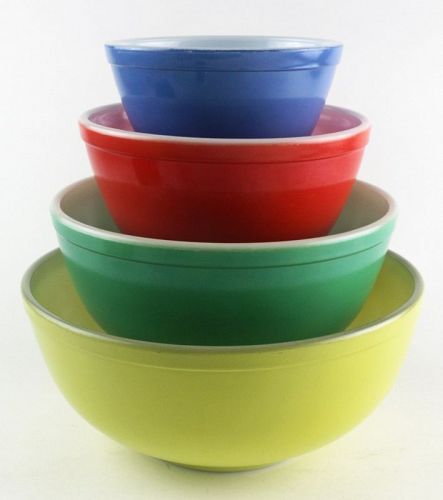 Vintage  Pyrex Opalware Primary Colors Nesting Bowls