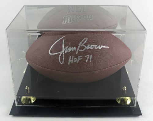 Jim Brown Autographed Football with Case - Hall of Fame 1971