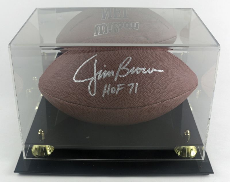 Jim Brown Autographed Football with Case - Hall of Fame 1971