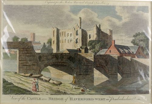 View of the Castle and Bridge of Haverford-West in Pembrokeshire