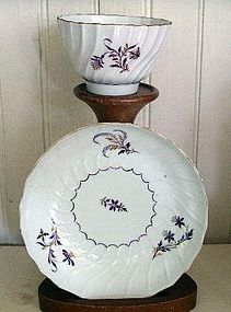 English Worcester Porcelain Tea Bowl and Saucer, 1780