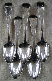 Five Early Philadelphia Silver Tablespoons, c. 1846