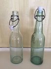 Pair of Glass Beer Bottles with Porcelain Tops