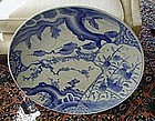 Japanese Arita Blue & White Porcelain Charger, c. 1870