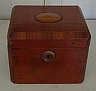 English Red Wash Tobacco Box, c. 1820, Mahogany trim