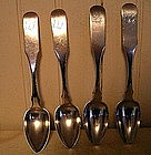 4 Philadelphia Silver Teaspoons, c. 1830, McMullin
