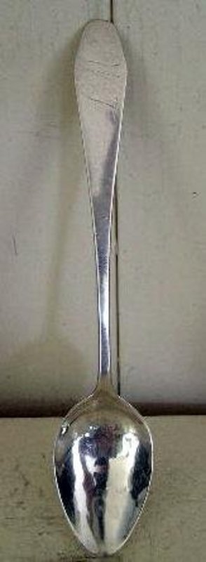 Late Colonial Coffin Handle Silver Teaspoon, c. 1800