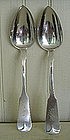 Pair of Early Providence, RI Silver Serving Spoons 1814