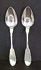 Pair Early East Hartford, Conn. Silver Tablespoons 1825