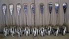 9 Sterling Coffee Spoons by Gale & Sons, c. 1850