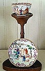 Pair Chinese Export Porcelain Tea Bowls & Saucers 1770
