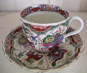 English Worcester Porcelain Cup and Saucer, c. 1765