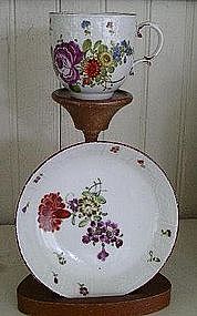 German Ludwigsburg Porcelain Tea Cup and Saucer, 1760