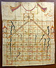 INDIAN 19th cent SNAKES AND LADDERS PAINTING